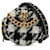 Chanel Black Round Tweed 19 Clutch mit Kette und Geldbörse aus Lammleder Schwarz Weiß Tuch  ref.1209221
