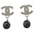 NEW CHANEL EARRINGS CC LOGO & BLACK PEARL SILVER METAL EARRINGS Silvery  ref.1209390