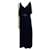 Jenny Packham Marineblaues Abendkleid aus Chiffon und Satin, verschönert Dunkelblau Polyester  ref.1209442