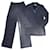 Ensembles blazer et pantalon croisés doublés à rayures bleues Ganni Polyester  ref.1210225
