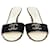 Chanel Sandálias deslizantes pretas com logotipo Cc entrelaçadas Preto Couro  ref.1210243