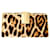 Yves Saint Laurent portafoglio Beige Marrone scuro Pelle Pelliccia ecologica  ref.1210413