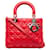 Dior Cannage em pele de cordeiro vermelha média Lady Dior Vermelho Couro  ref.1210470
