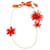 Lanvin Orange Necklace with Faux Pearls and Plastic Flowers  ref.1210603