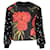 Dolce & Gabbana Blouse noire à imprimé floral en jacquard avec manches à paillettes Coton  ref.1210640
