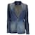 Autre Marque Ralph Lauren Collection Blue One-Button Distressed Denim Blazer Cotton  ref.1211054