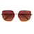 Óculos de sol com armação dourada brilhante com lente gradiente quadrada rosa Cartier Metal  ref.1211056