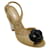 Autre Marque Compensées peep toe beiges Chanel avec camélia noir Cuir  ref.1212680