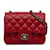 Borsa a tracolla con patta quadrata rossa Chanel Mini Classic in pelle di agnello Rosso  ref.1213227