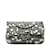 Borsa a tracolla con patta foderata a righe in cotone grigio Chanel medio  ref.1213246