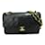 Bolsa Chanel pequena clássica com aba forrada de couro em bom estado Preto  ref.1213983
