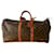 Keepall travel bag 55 Louis Vuitton Brown Leather Cloth  ref.1214171