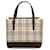 Burberry Brown House Check Handbag Beige Leather Cloth Pony-style calfskin Cloth  ref.1214209