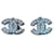 Chanel Boucles CC strass à clips Métal Argenté  ref.1214378