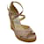 Autre Marque Jimmy Choo Rose Gold Glitter Cork Wedge Sandals Pink Leather  ref.1214984