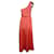 Vera Wang O vestido de noite com um ombro só é rosa salmão Coral Poliéster Cetim  ref.1215698