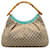 Gucci Brown GG Canvas Bamboo Studded Handbag Turquoise Pony-style calfskin Cloth  ref.1215777