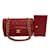 Chanel Bolsa com aba acolchoada CC Vermelho Couro  ref.1215827