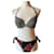 Bikini GUESS con top blanco de cuadros Vichy/braguitas florales negras y nuevas Multicolor  ref.1216191
