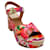Laurence Dacade Beige / Multi Floral Nadine Platform Sandals Pink Leather  ref.1216296