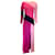 Prabal Gurung Rosa / roxa / Vestido maxi colorblock com detalhe de malha preta de manga comprida Multicor Poliéster  ref.1216319