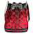 Borsa a secchiello con monogramma GG in velluto rosso Gucci Nero Blu Pelle  ref.1216556