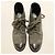 Stivali da combattimento Chanel in scamosciato grigio con logo CC Silver hardware - vista 2