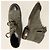 Stivali da combattimento Chanel in scamosciato grigio con logo CC Silver hardware - vista 4