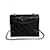 Chanel Bolso bandolera CC acolchado con solapa completa Negro Cuero Piel de cordero  ref.1217301