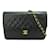 Chanel Bolso bandolera acolchado CC con solapa Negro Cuero Piel de cordero  ref.1217309