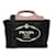 Bolso satchel negro con logo Canapa y mango de madera de Prada Lienzo  ref.1217952