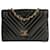 Chanel vintage V-point black leather shoulder bag  ref.1218159