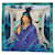 Hermès HERMES CARRE 90 WAKO NI Scarf Silk Purple Turquoise Blue Auth 60779  ref.1218413