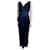 Jenny Packham Wasserfall-Abendkleid mit Strasssteinen Marineblau Polyester Satin  ref.1218645