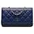 Wallet On Chain Cartera Chanel clásica de piel de cordero azul con cadena Azul marino Cuero  ref.1218670