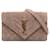 Saint Laurent Petit sac enveloppe marron à monogramme Triquilt Suede Cuir Chair  ref.1218685