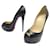 NEW CHRISTIAN LOUBOUTIN SHOES LADY PEEP PUMPS BLACK LEATHER 37 SHOES Prune  ref.1218730