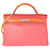 Hermès Hermes Rose Jaipur, sanguíneo, & Orange Clemence Retourne Kelly 40 PHW Rosa Multicor Laranja Couro  ref.1219925