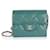 Timeless Chanel Teal Quilted Caviar Classic Card Holder On Chain Blue Green Leather  ref.1219943