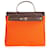 Toile Hermès Orange & Rouge 2-dans-1 Herbag Avec Ebene Vache Hunter Cuir Marron  ref.1219966