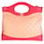 Chanel Melocotón y rojo claro Piel de becerro acolchada Grande 31 Bolsa de la compra Roja Beige Cuero  ref.1220008