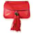 Gucci Bolso de hombro mediano con solapa de bambú rojo de piel de becerro granulada Roja Cuero  ref.1220016