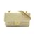Chanel Bolsa com aba média clássica forrada Branco Couro  ref.1220394