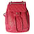 Mochila de couro de bezerro acolchoada vermelha Chanel média coberta Cc com cordão Rosa  ref.1220943