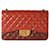 Timeless Bolsa Chanel com aba forrada Jumbo de pele de cordeiro tricolor Vermelho Multicor Bege Bordeaux Couro  ref.1220964
