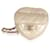 Collar con monedero de corazón de piel de cordero acolchada en oro metálico de Chanel Oro blanco  ref.1221040