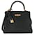 Hermès Black Togo Kelly II kehrt zurück 25 GHW Blau Leder  ref.1221226