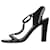 Chanel Black open-toe chain detail heels - size EU 36.5 Navy blue Suede  ref.1222398