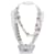 Chanel Collar adornado con cuentas y perlas blancas Blanco  ref.1222423