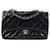 Patta foderata in vernice Chanel Black Jumbo Classic Nero Pelle Pelle verniciata  ref.1222562